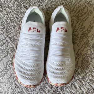 APL White Knit Sneakers with Red Details